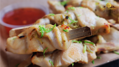 Honey, Lime & Ginger Chicken Skewers,  with Sweet Chilli Dip