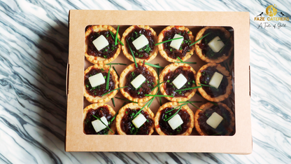 Mini Tarts, Red Onion, Goats Cheese & Chives