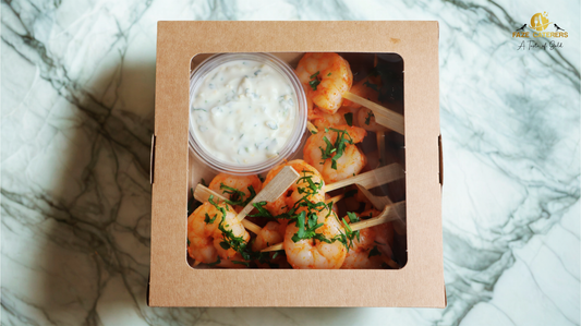 Smoked Paprika Tiger Prawn Skewers, Lemon & Parsley Yoghurt