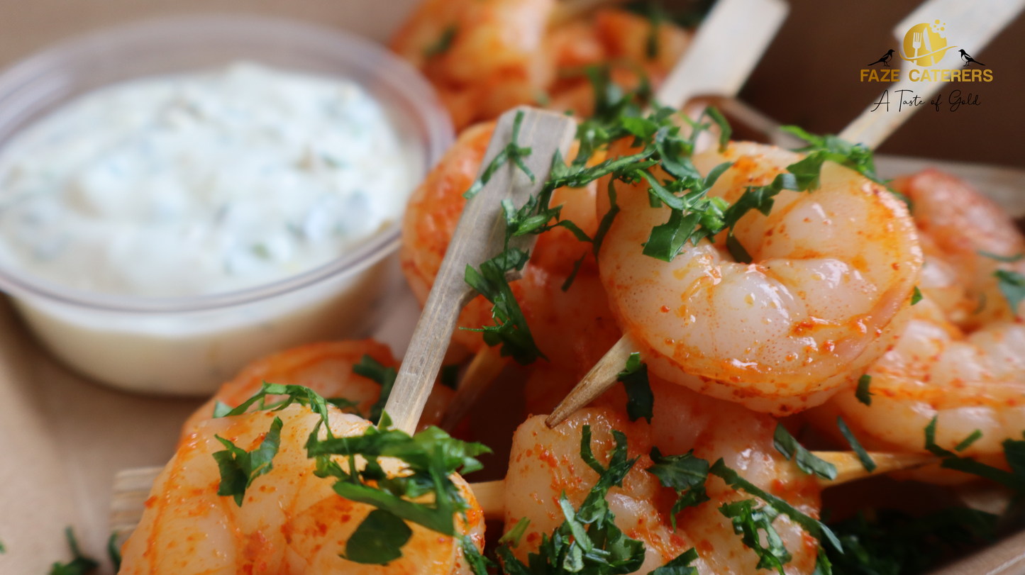 Smoked Paprika Tiger Prawn Skewers, Lemon & Parsley Yoghurt