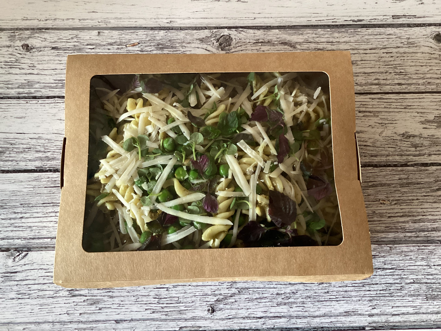 Pasta With Garden Herb Pesto, Peas & Parmesan Cheese